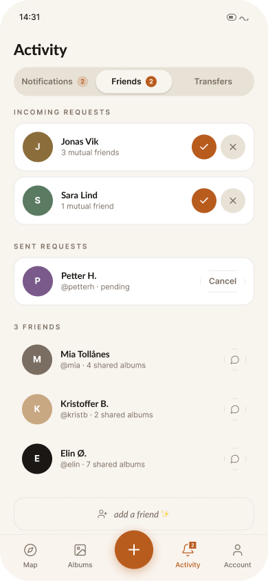 Shared album activity